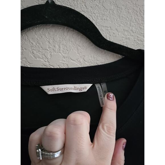 Soft Surroundings Black Willa Crew Neck Short Sleeve Tunic Top Womans Sz Medium - Picture 4 of 5